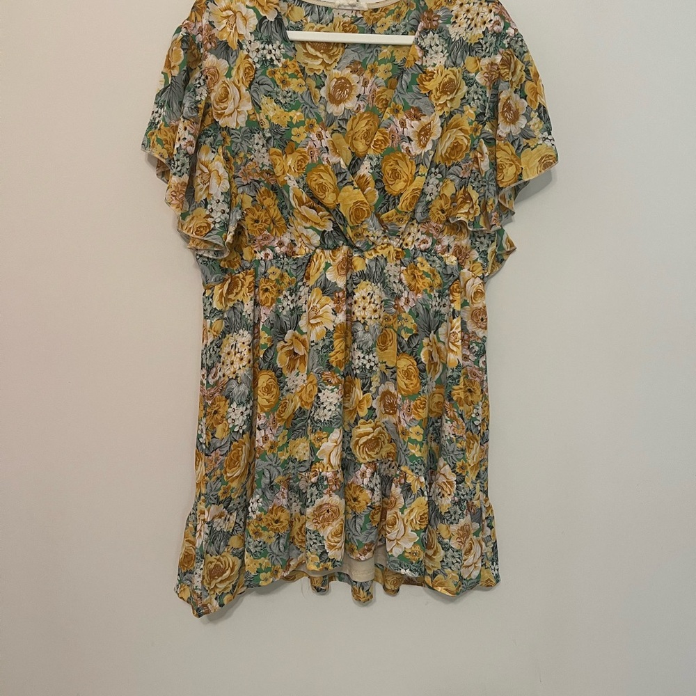 Boutique Brand Feminine Ruffle Yellow and Green Dress